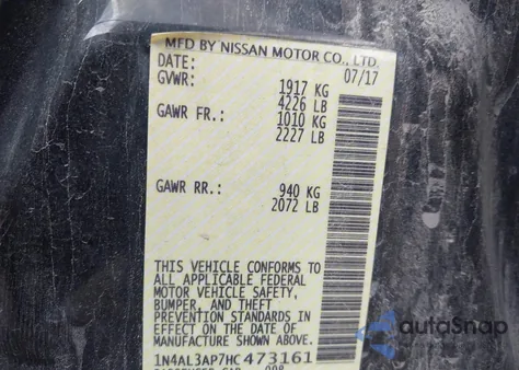 2017 Nissan Altima 2.5 S from USA, damaged, VIN 1N4AL3AP7HC473161